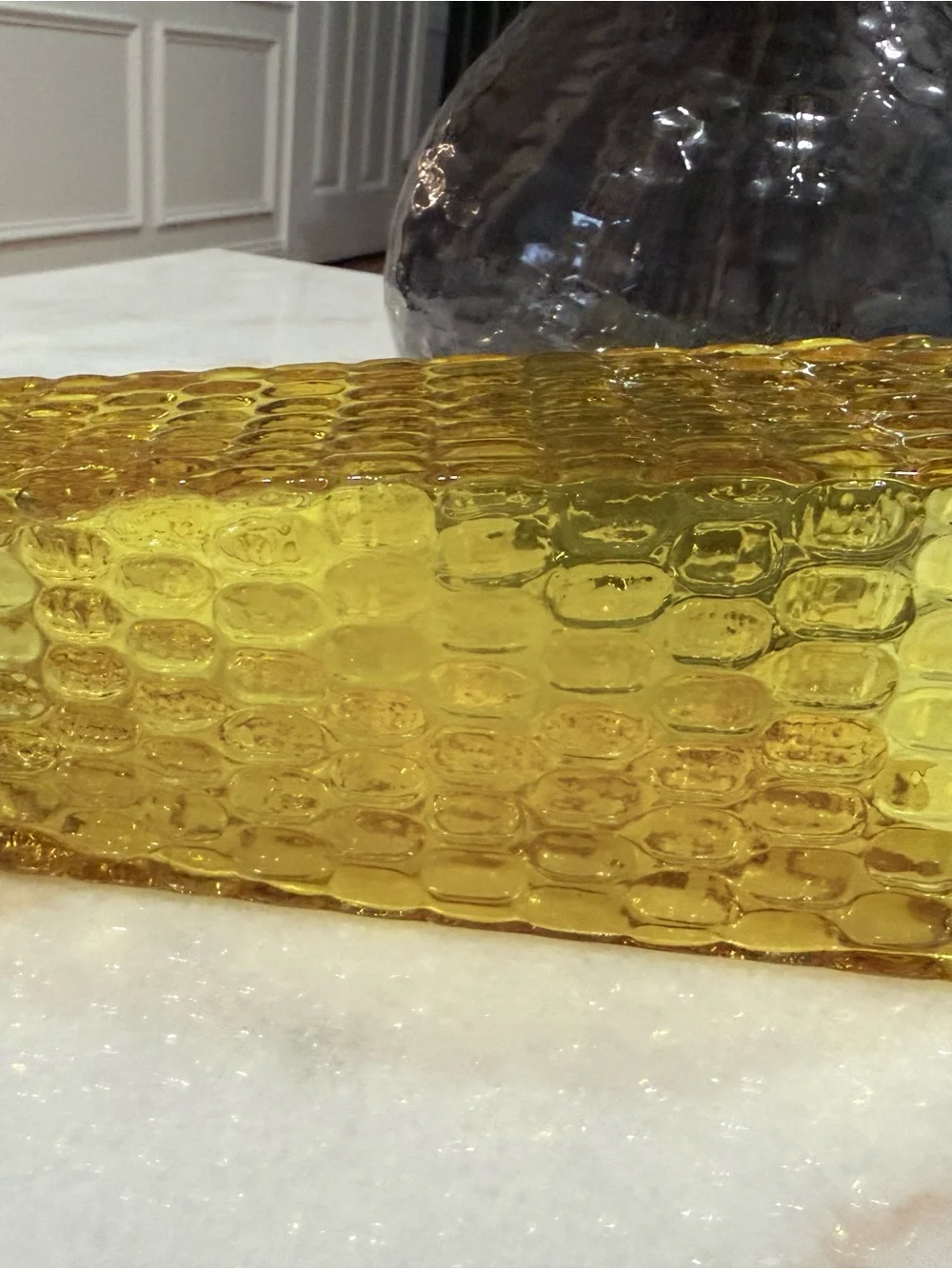 Vintage Amber Glass Square Vase 8